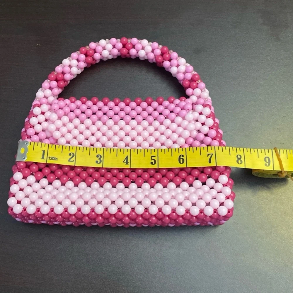 Pink purse Beaded Clutch women's Handmade Handbag